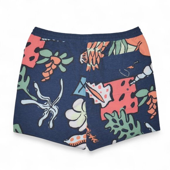 Roark Board Shorts Shorey 16" Shell Cove L Dark Navy Floral Swim Surf Hawaiian - Picture 2 of 16